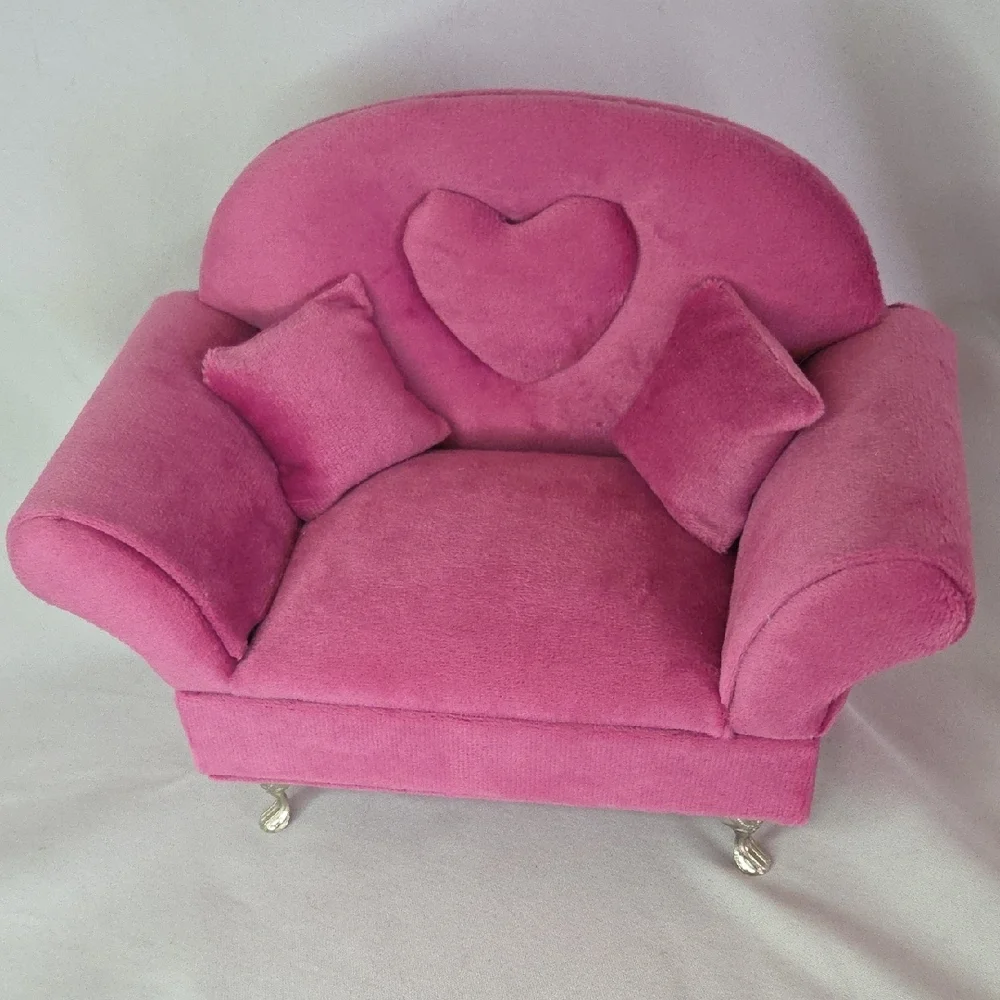 Pink Velvet Jewelry Box Couch Can Be Dolls Sofa Like New